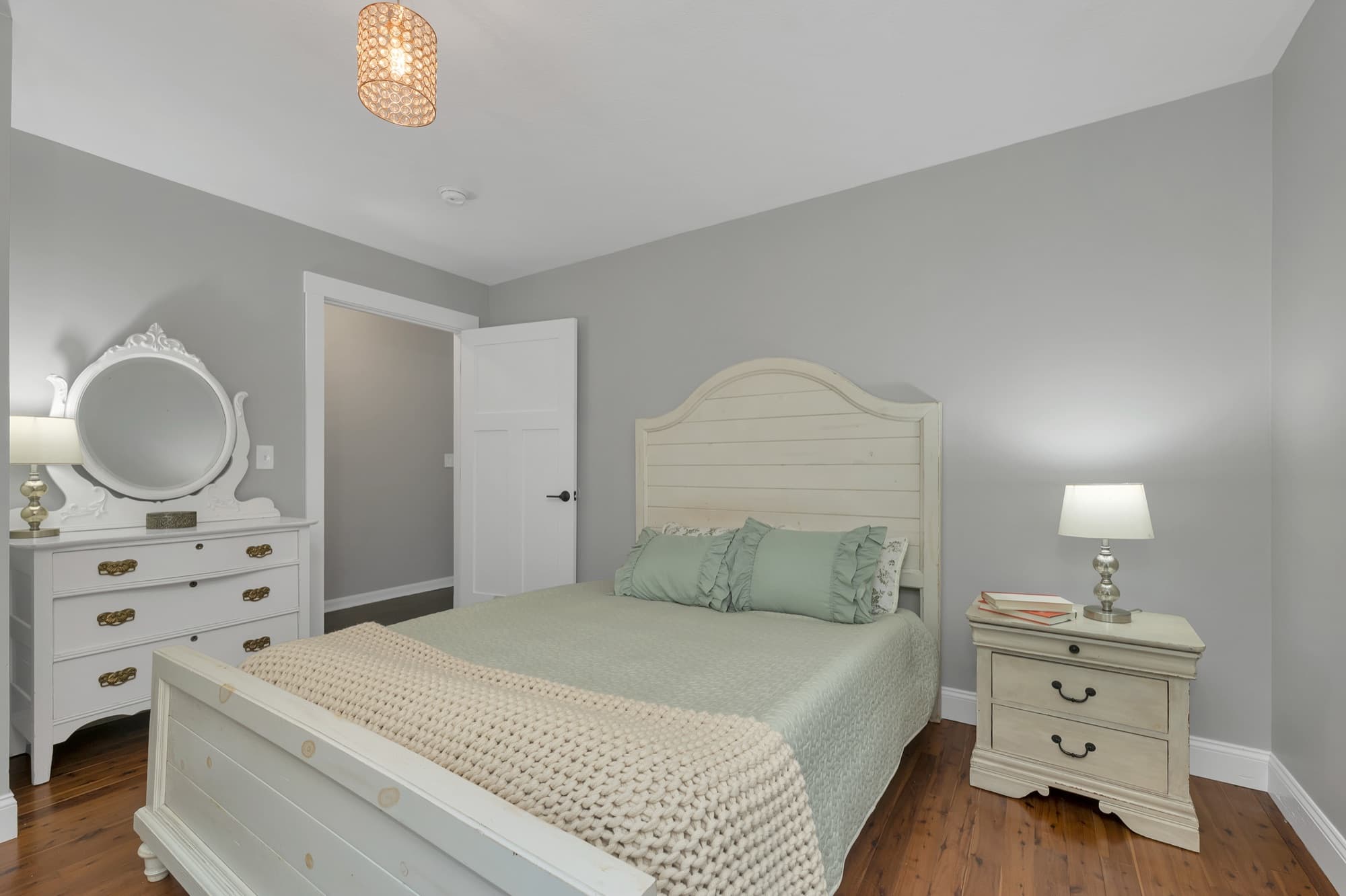 Bedroom with hardwood floors
